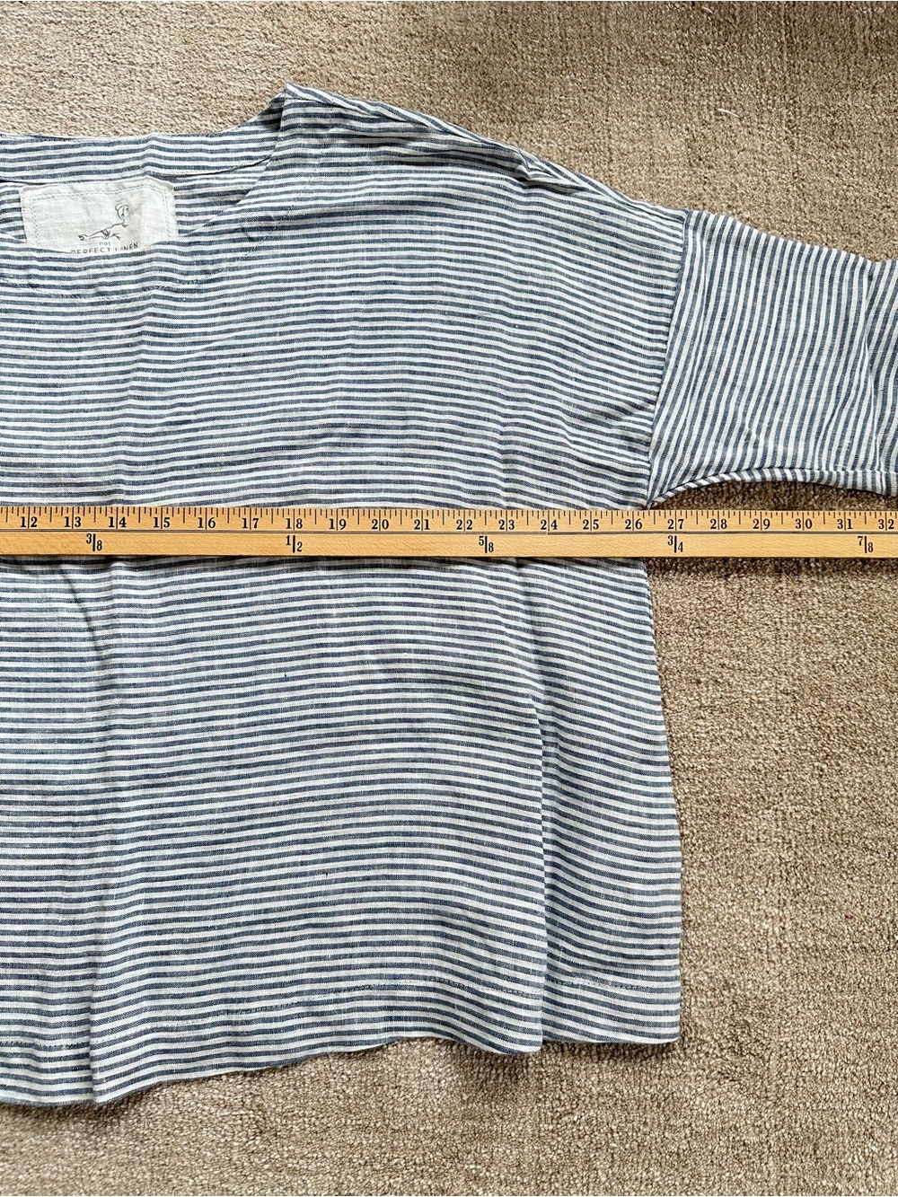 notPERFECTLINEN Blue and White Striped Cotton Boxy Top - Picture 3 of 5